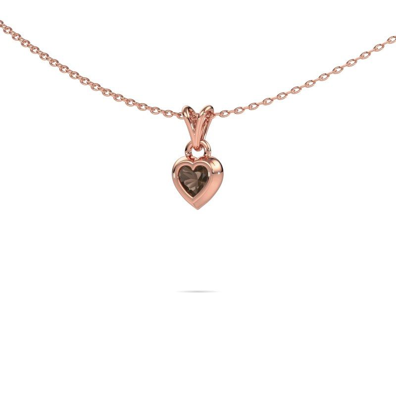 Afbeelding van Hanger Charlotte Heart 585 rosé goud rookkwarts 4 mm