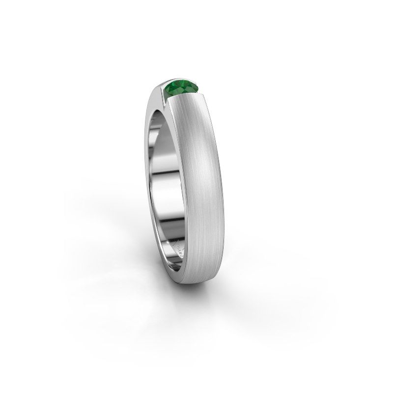 Image de Bague de fiançailles Theresia<br/>585 or blanc<br/>Emeraude 3.4 mm