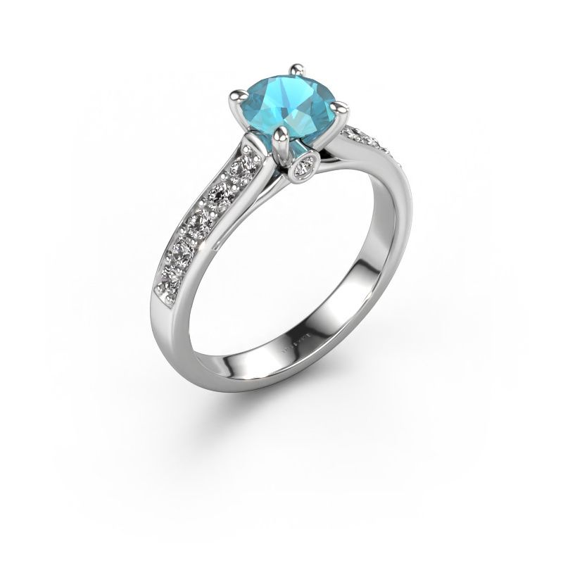 Verlobungsring Valorie RND 2 950 Platin Blau Topas 6.5 mm