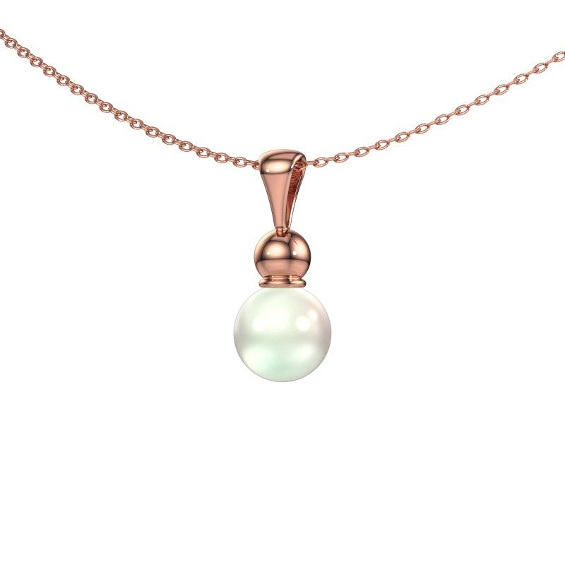 Anhänger Signe 585 Roségold Weiße Perl 6 mm