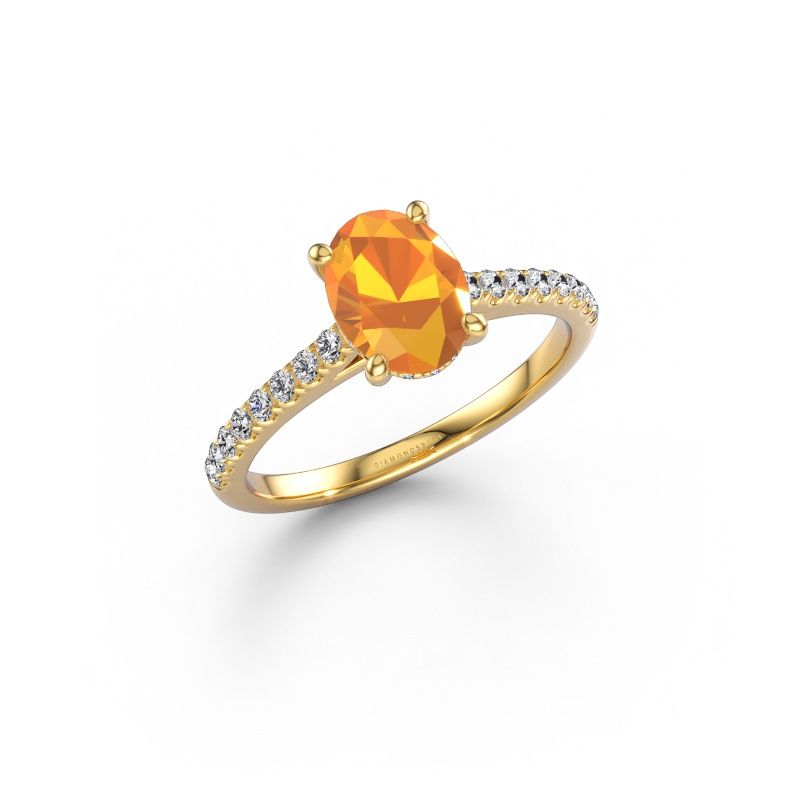 Bague de fiançailles Sophie OVL 585 or jaune citrine 8x6 mm