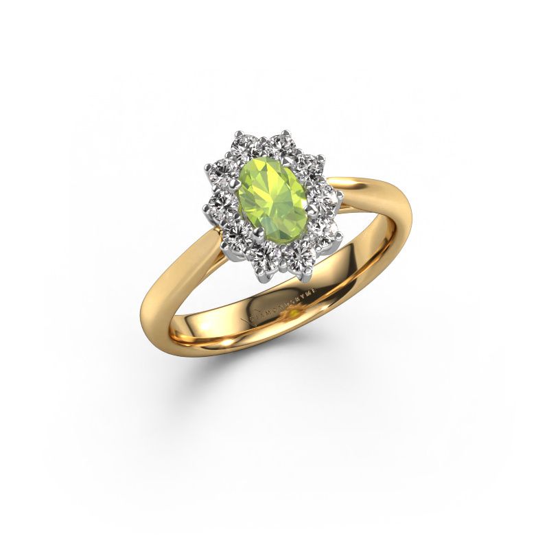 Verlovingsring Leesa 1 585 goud peridoot 6x4 mm