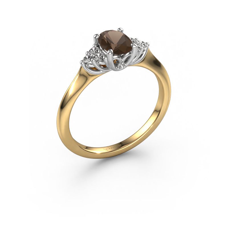 Verlobungsring Felipa OVL 585 Gold Rauchquarz 7x5 mm