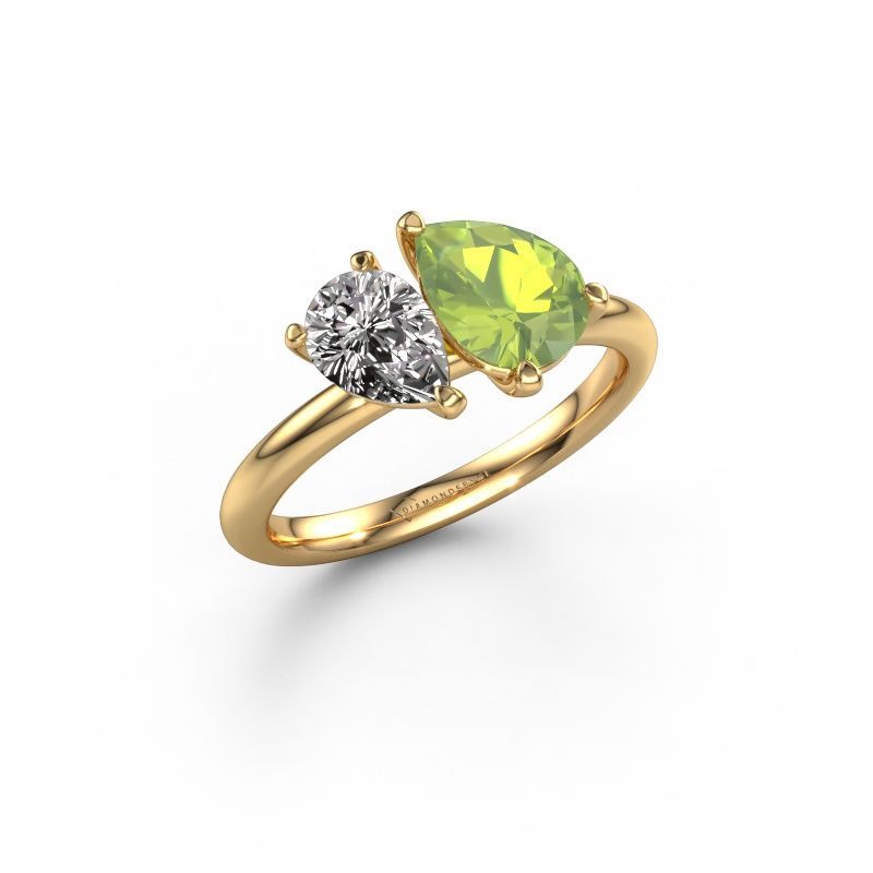 Engagement ring Toi et Moi PER-PER 585 gold peridot 8x6 mm