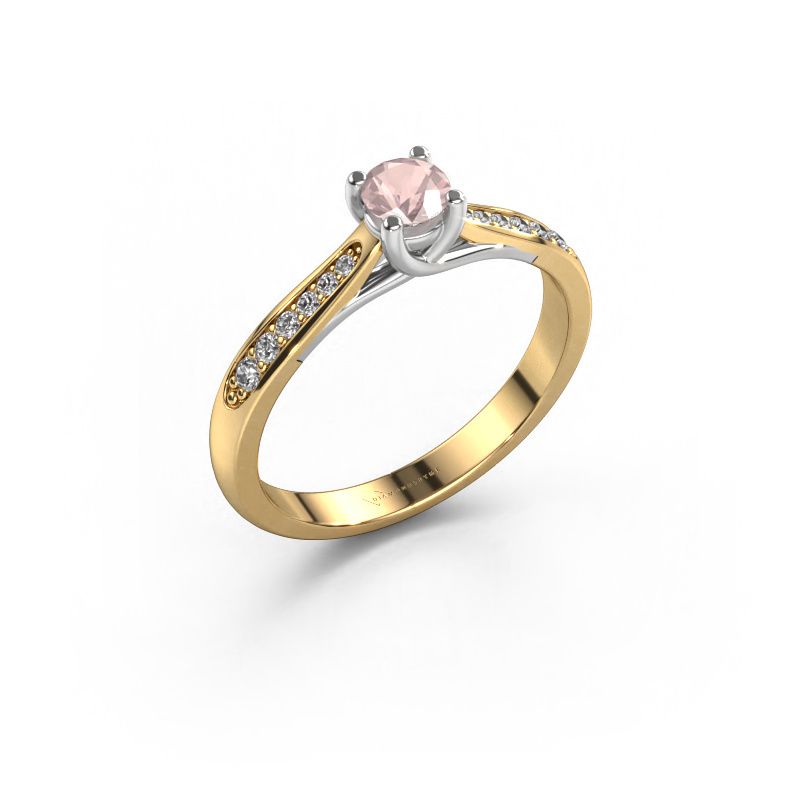 Engagement ring Mia 2 585 gold morganite champagne 5 mm