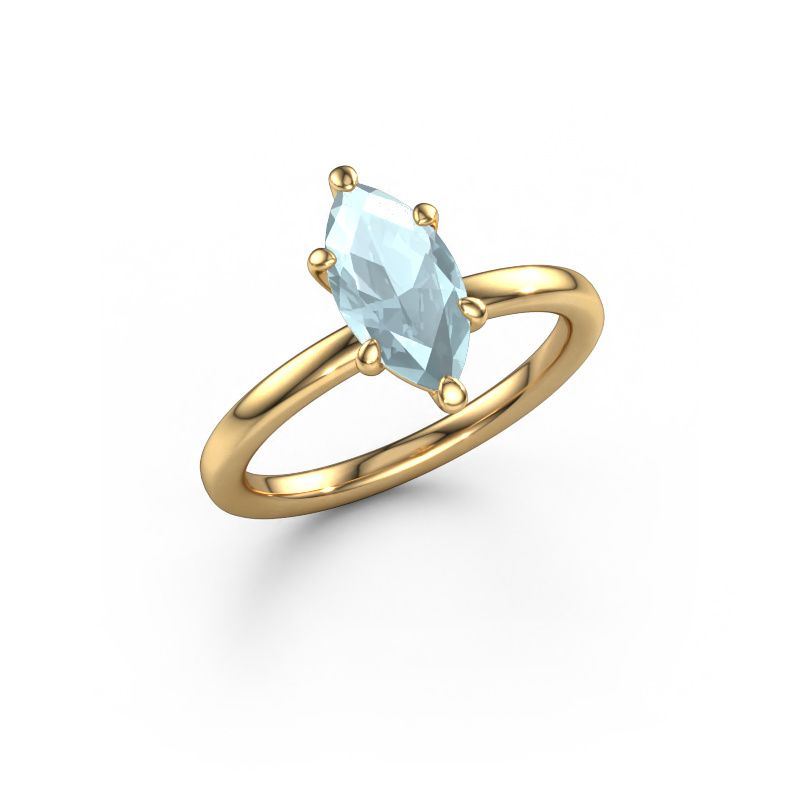 Engagement ring Simone MRQ 1 585 gold aquamarine 11x5.5 mm