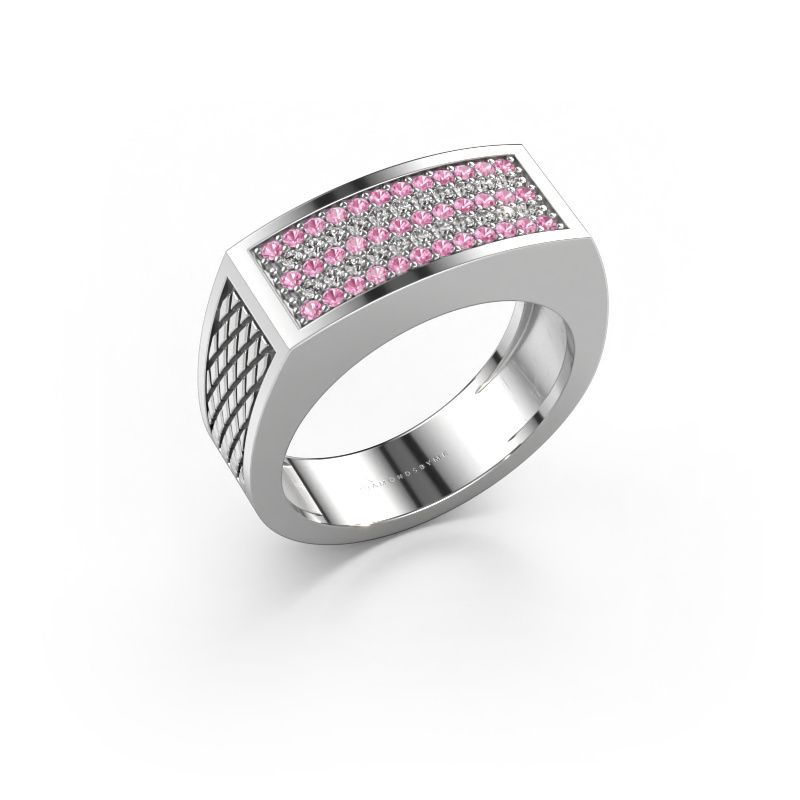 Herrenring Erwin 585 Weißgold Pink Saphir 1.2 mm