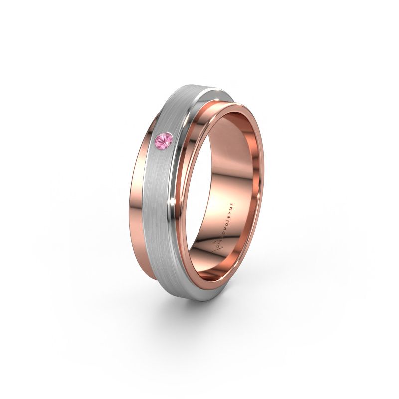 Weddings ring WH2220L16D 585 rose gold pink sapphire ±6x2.2 mm