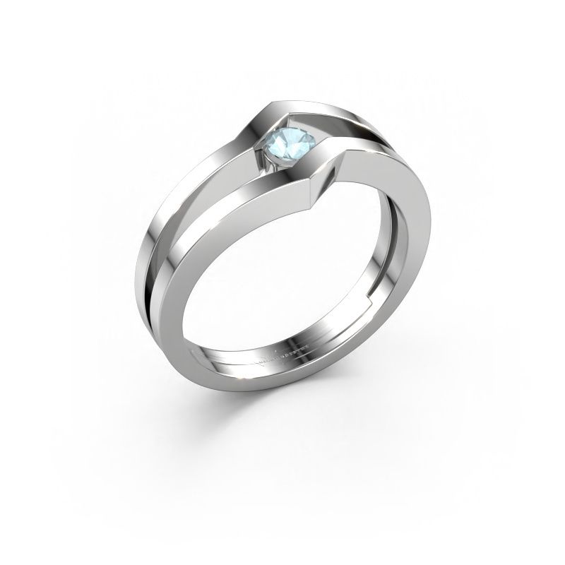 Ring Elize 585 witgoud aquamarijn 3.4 mm