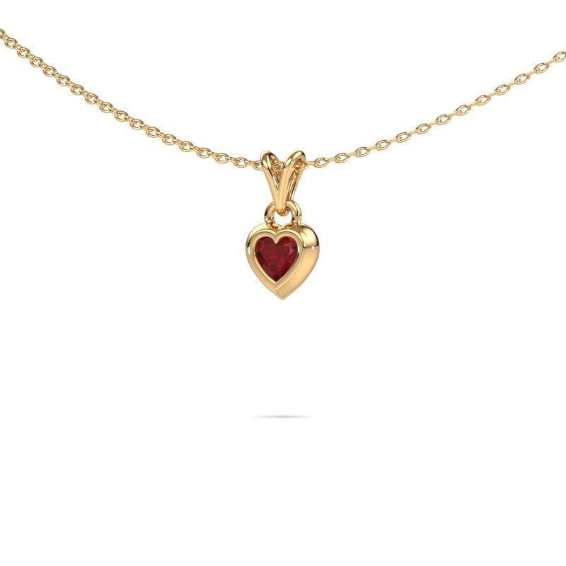 Hanger Charlotte Heart 585 goud robijn 4 mm