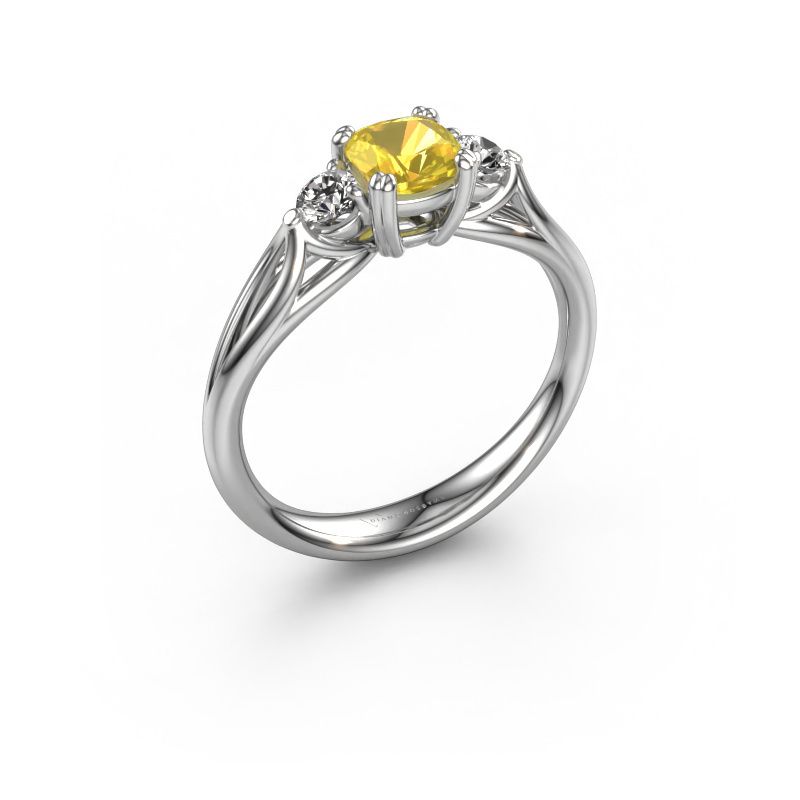 Verlobungsring Amie cus 585 Weißgold Gelb Saphir 5 mm