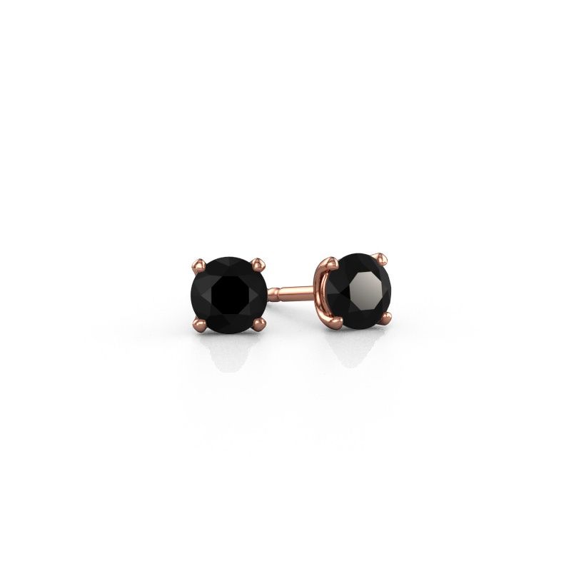 Clous d'oreilles Sam RND 585 or rose diamant noir 0.60 crt