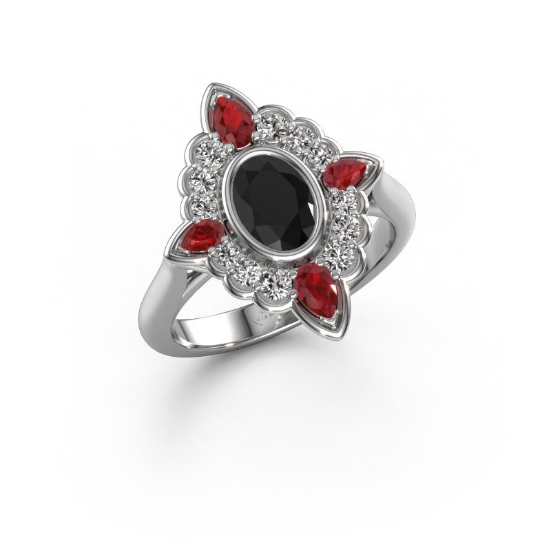 Bague de fiançailles Door 585 or blanc diamant noir 1.342 crt