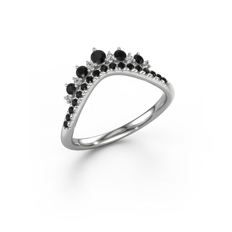 Bague superposable Nica C 585 or blanc diamant noir 0.342 crt
