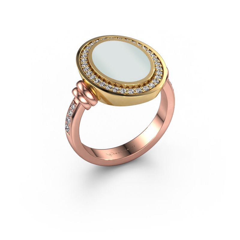 Herrenring Servie 3 585 Roségold grüner Lagenstein 14x10 mm