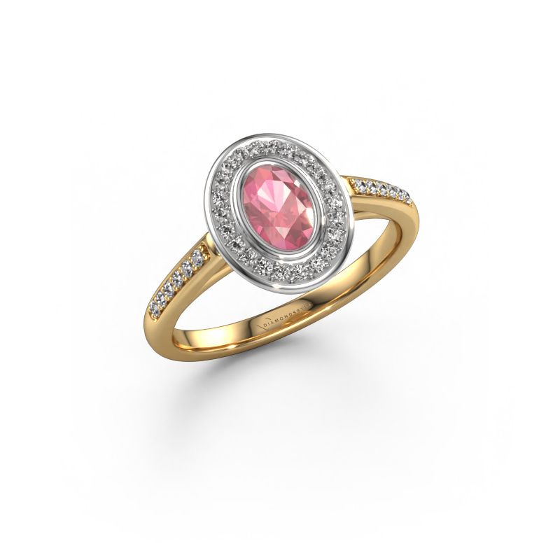 Engagement ring Noud 2 OVL 585 gold tourmaline pink 6x4 mm