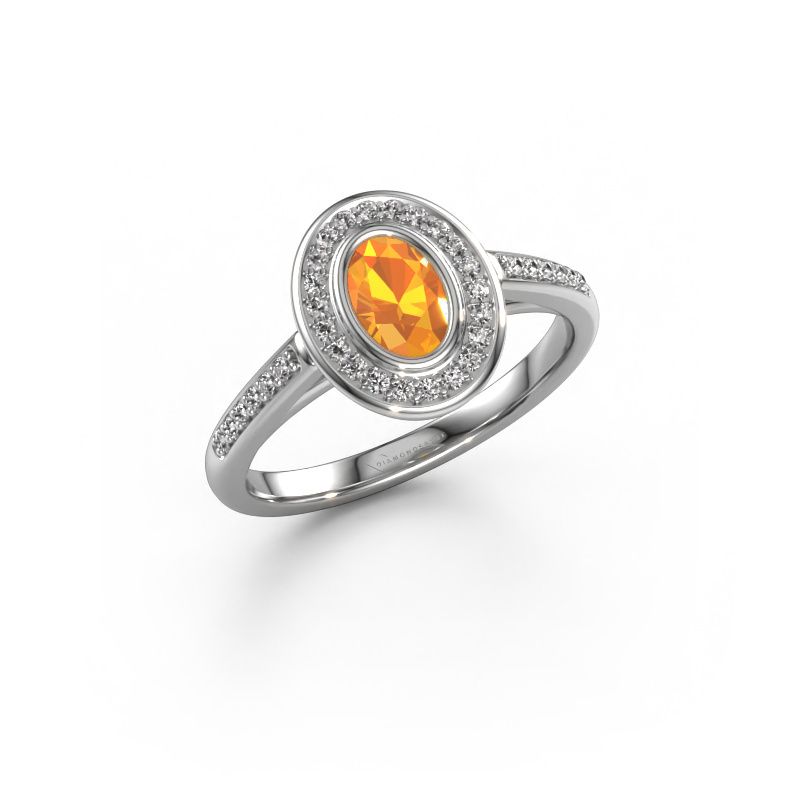 Verlobungsring Noud 2 OVL 585 Weißgold Citrin 6x4 mm