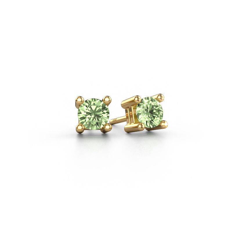 Stud earrings Eline 585 gold green lab grown diamond 5 mm