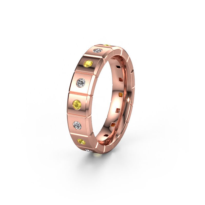 Huwelijksring WH2055L15DP 585 rosé goud gele saffier ±5x2.4 mm