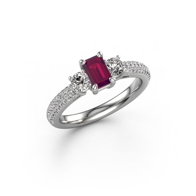 Verlobungsring Marielle EME 585 Weißgold Rhodolit 6x4 mm