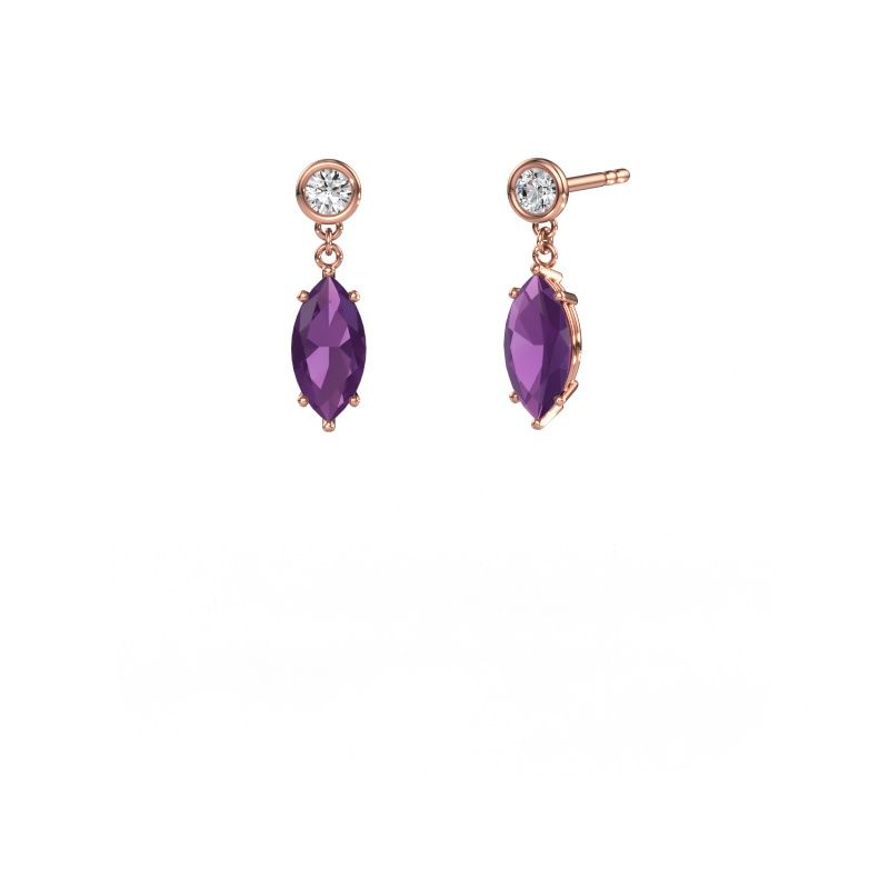 Pendants d'oreilles Lacey MRQ 585 or rose améthyste 10x5 mm