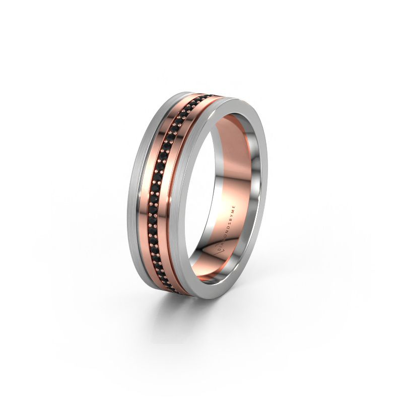 Wedding ring WH0404L16A 585 rose gold black diamond ±0.24x0.07 in