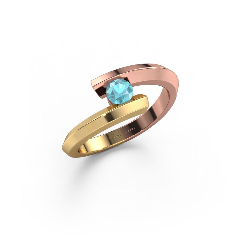 Ring Paulette 585 Roségold Blau Topas 3.4 mm