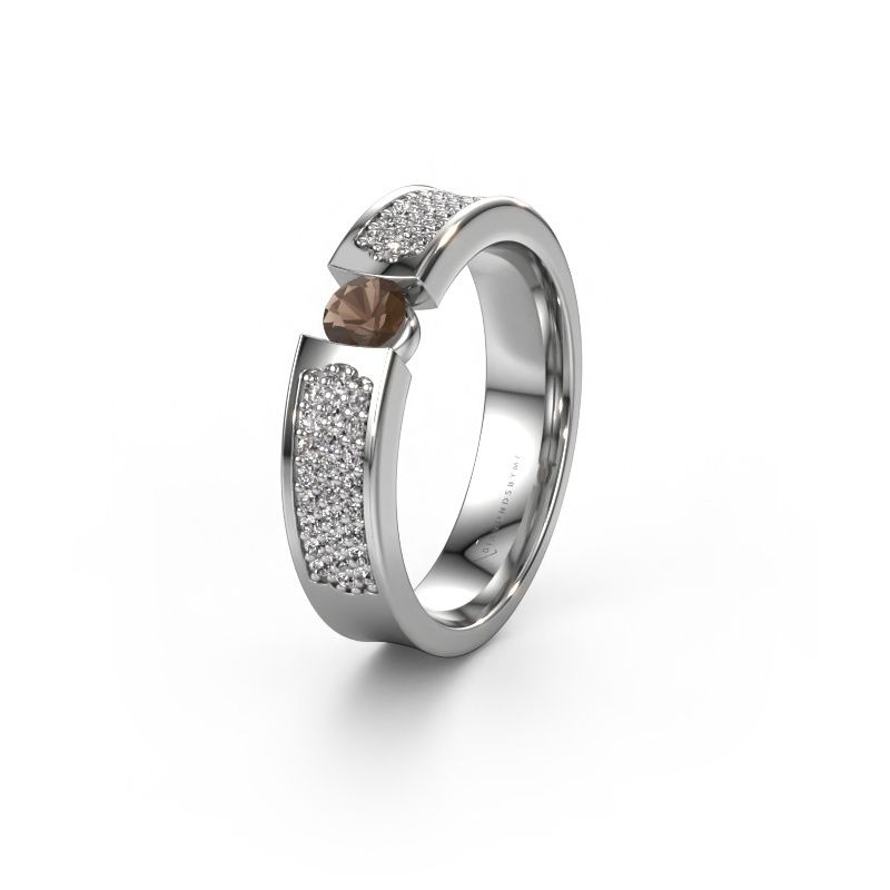 Wedding ring WH2100L 950 platinum smokey quartz ±5x3 mm