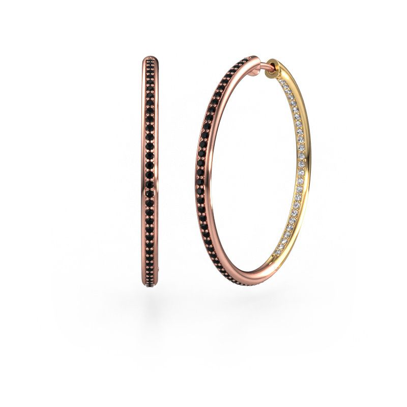 Hoop earrings Sina 30mm 585 rose gold black diamond 0.959 crt