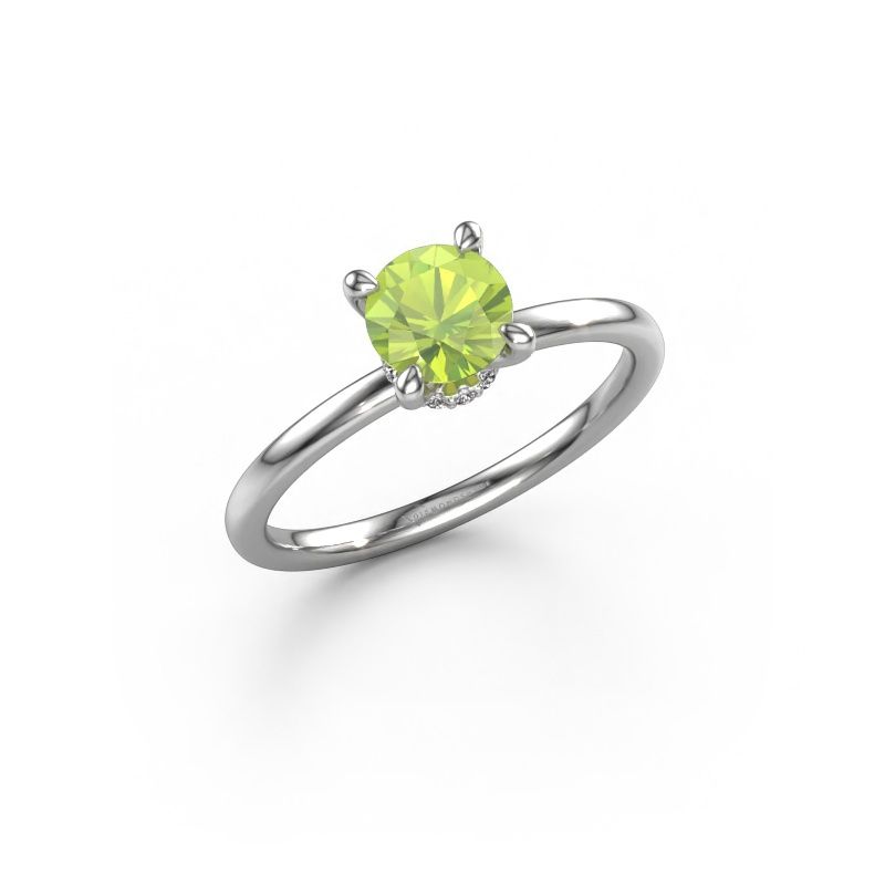 Bague de fiançailles Crystal RND 3 950 platine péridot 5.5 mm