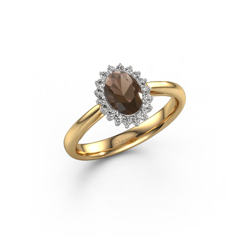 Verlovingsring Tilly ovl 1 585 goud rookkwarts 7x5 mm