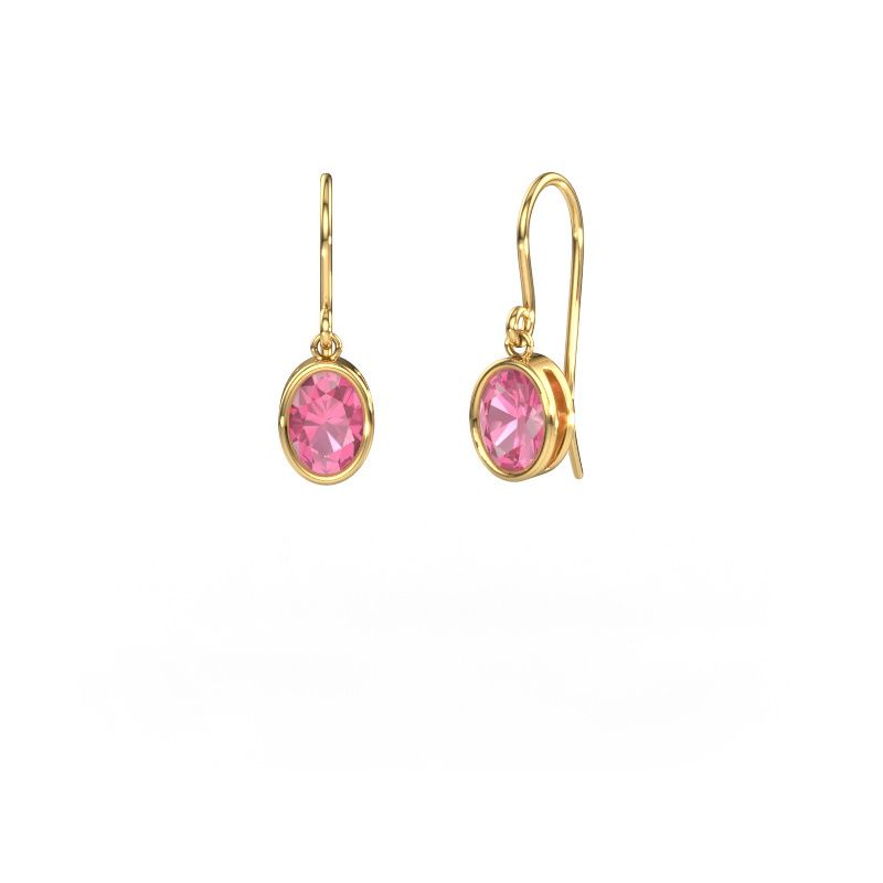 Earrings Lavon OVL 585 gold pink sapphire 7x5 mm