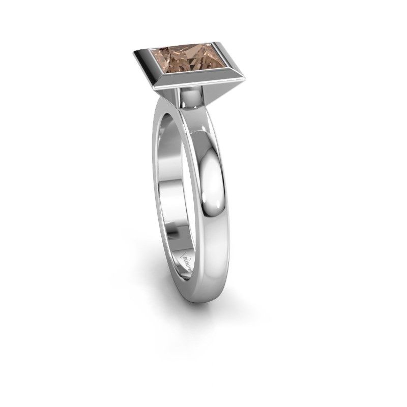 Image of Stacking ring Trudy Square 950 platinum brown diamond 1.30 crt