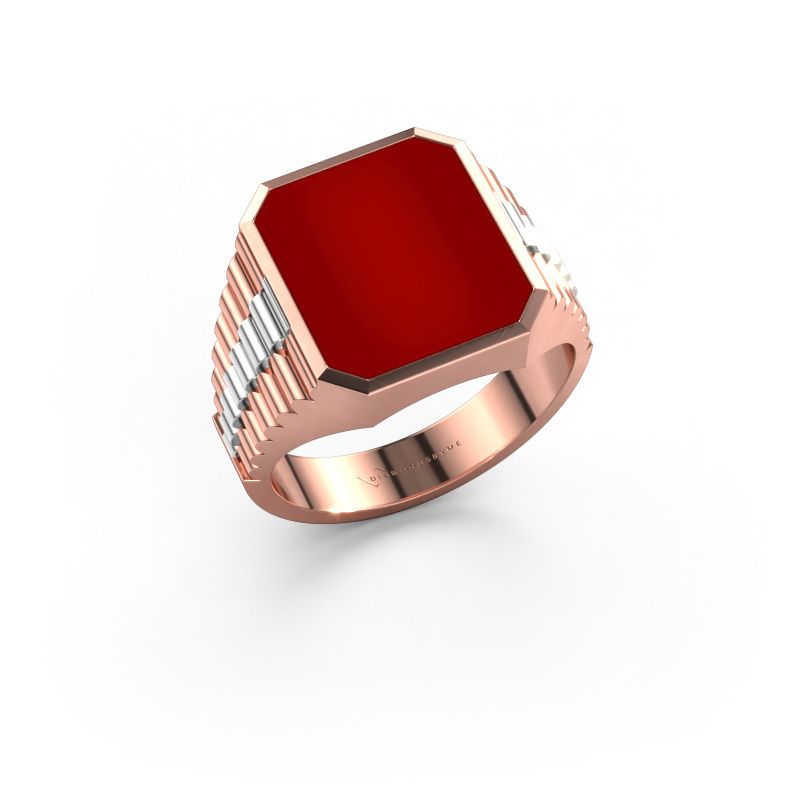 Signet ring Brent 3 585 rose gold carnelian 14x12 mm