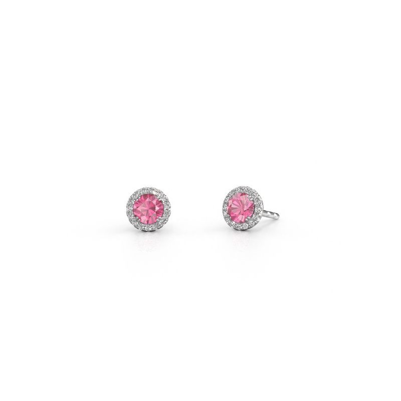 Earrings Seline rnd 950 platinum pink sapphire 4 mm