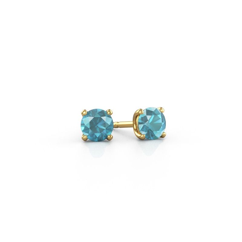 Clous d'oreilles Sam RND 585 or jaune topaze bleue 5 mm