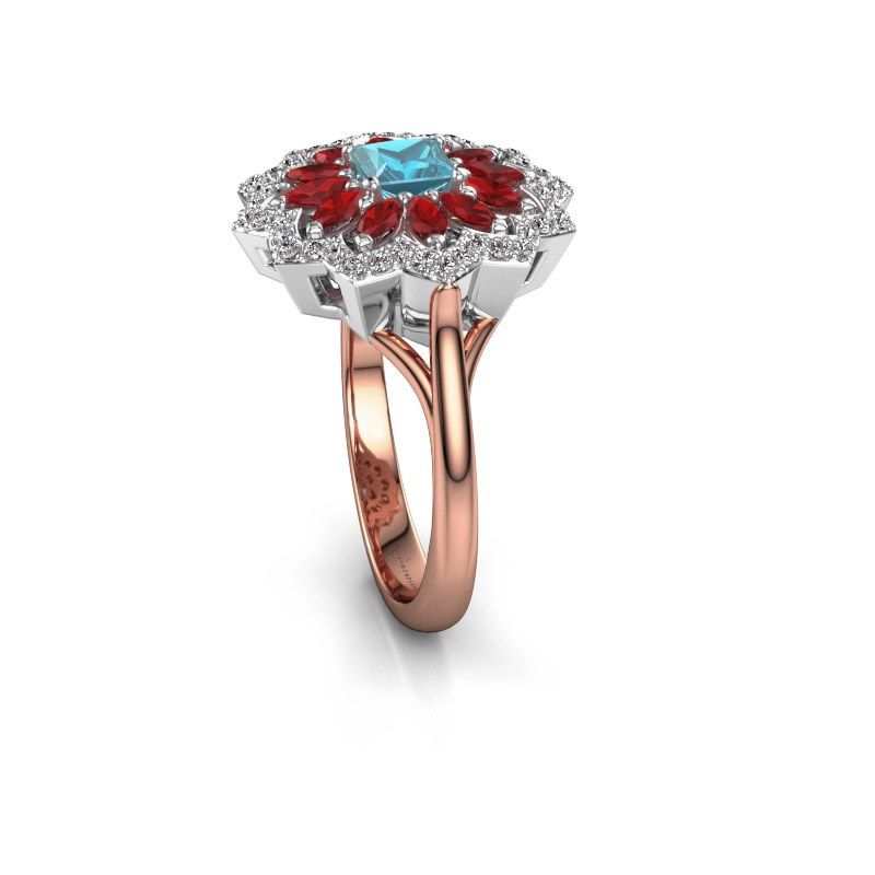 Image of Engagement ring Franka 585 rose gold blue topaz 4 mm