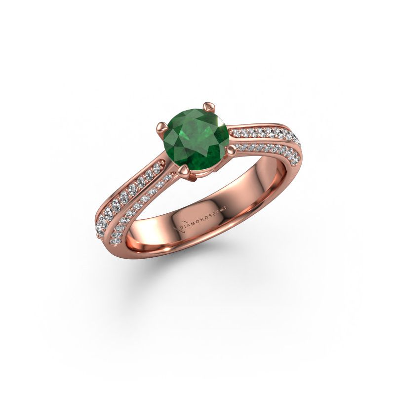 Verlovingsring Ruby rnd 585 rosé goud smaragd 5.7 mm