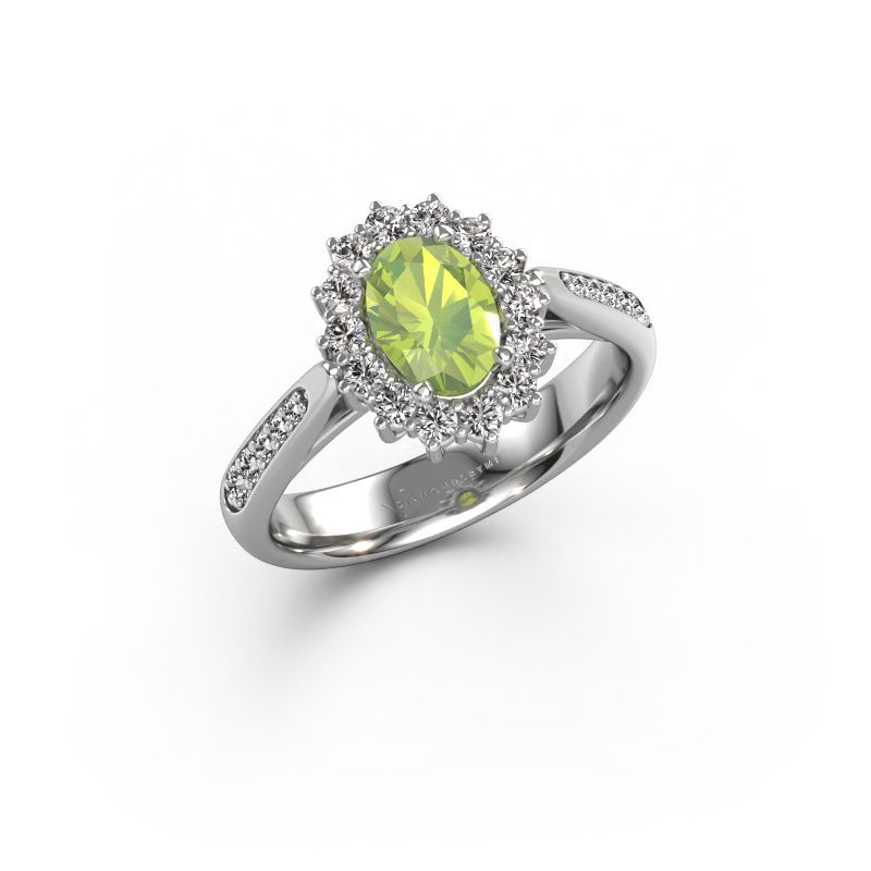 Engagement ring Margien 2 585 white gold peridot 7x5 mm