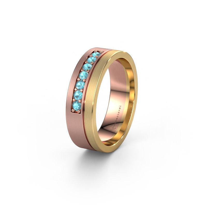 Wedding ring WH0312L16AM 585 rose gold blue topaz ±6x1.7 mm
