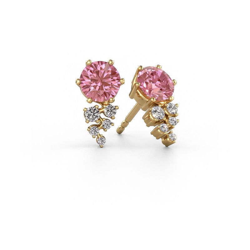 Earrings Royce 585 gold pink lab grown diamond 6 mm