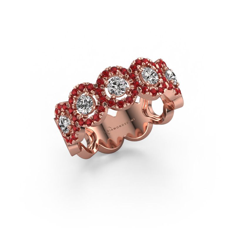 Ring Tanisha 585 rosé goud robijn 1.2 mm