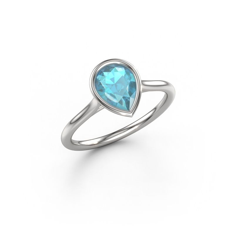 Engagement ring Lavon Per 950 platinum blue topaz 8x6 mm