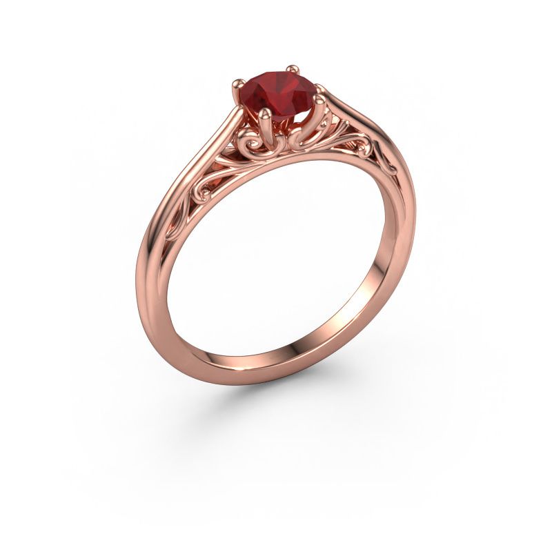 Verlovingsring Shannon rnd 585 rosé goud robijn 5 mm