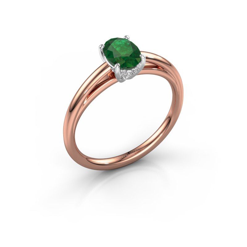Bild von Verlobungsring haley ovl 1<br/>585 Roségold<br/>Smaragd 7x5 mm