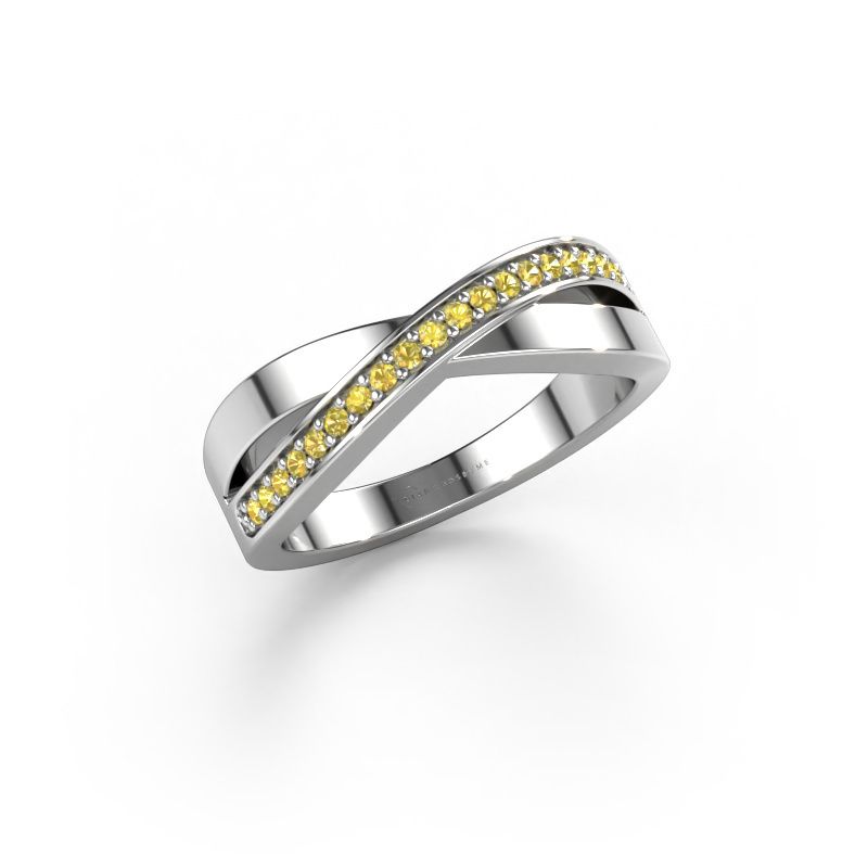 Bague Kaley 950 platine saphir jaune 1.2 mm
