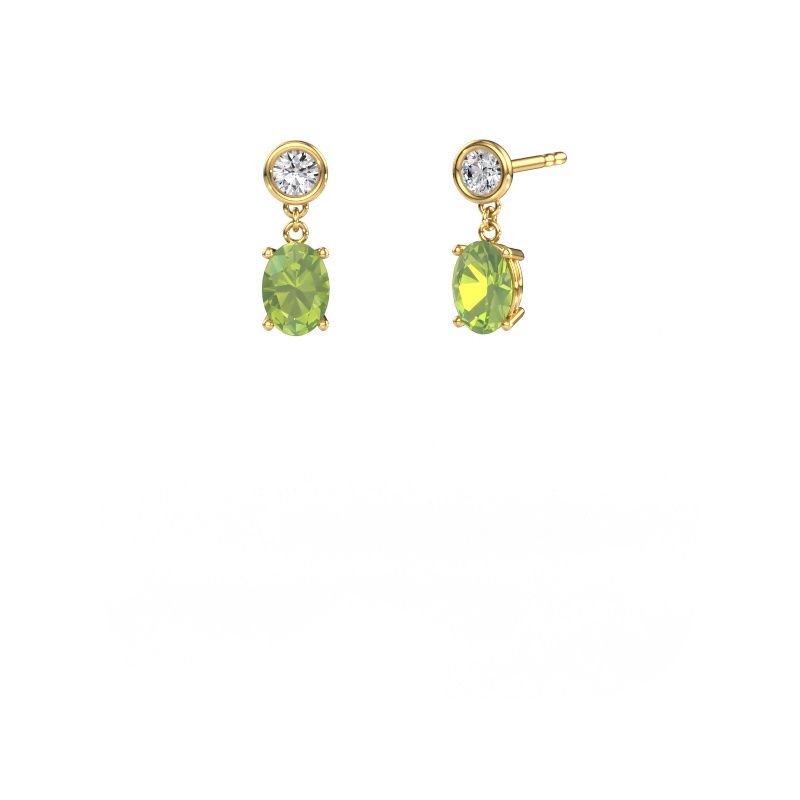 Pendants d'oreilles Lacey OVL 585 or jaune péridot 7x5 mm