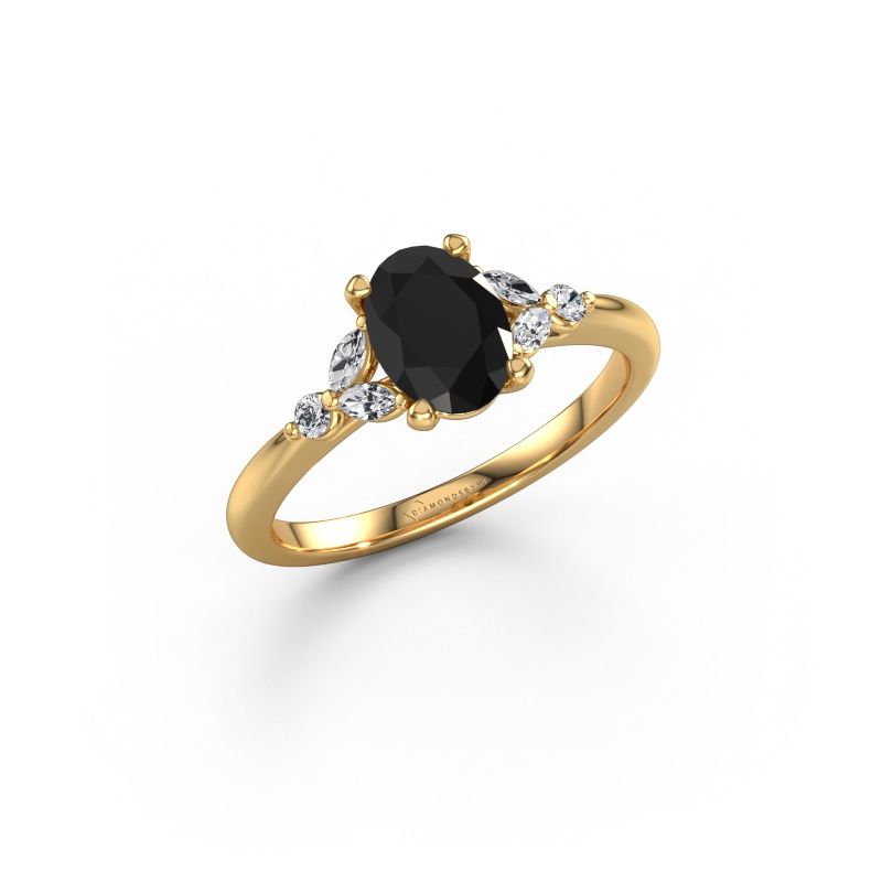 Engagement ring Megan OVL 585 gold black diamond 1.25 crt