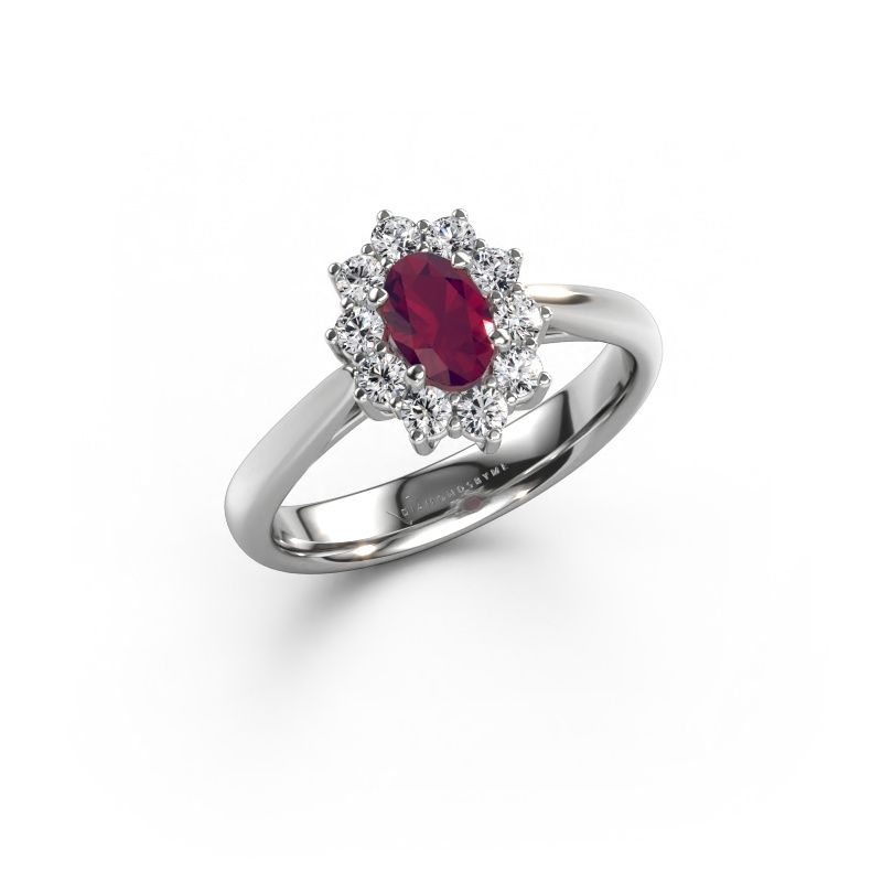 Verlobungsring Leesa 1 express 585 Weißgold Rhodolit 6x4 mm