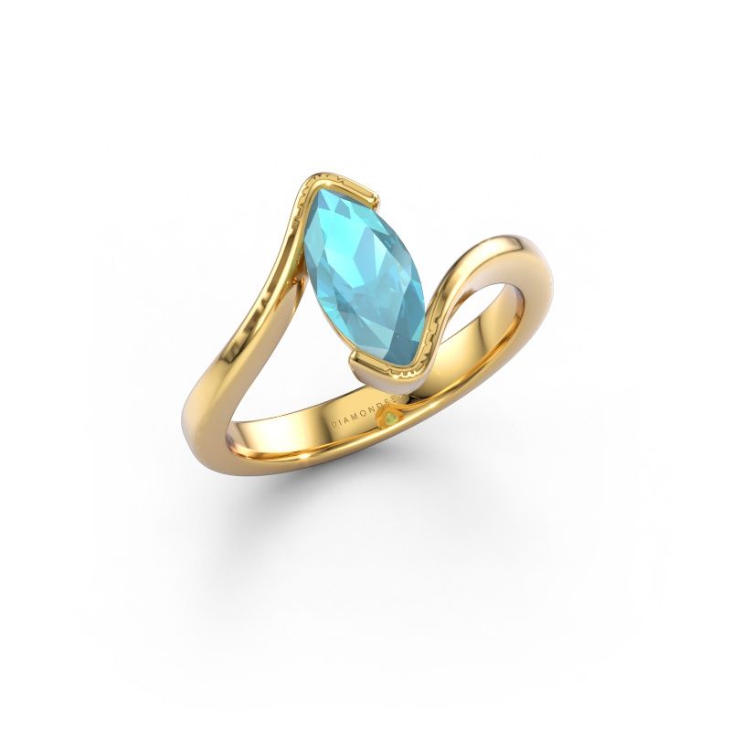Verlobungsring Eve 585 Gold Blau Topas 10x5 mm